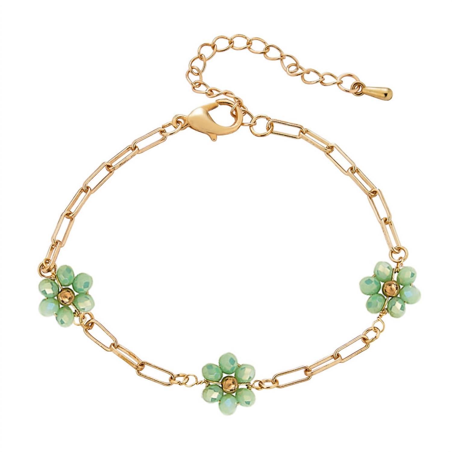 New What's Hot Women's Flower Chain Bracelet/Anklet In Mint/ Gold